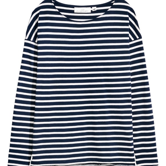 H&M Tops - H&M Blue & White Striped Long Sleeve Top Sz XL
